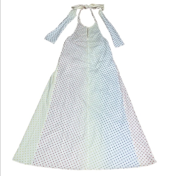 Rosie Assoulin Polka Dot Flocked Cotton Blend Poplin Halter Dress Rainbow 6 - Picture 1 of 9